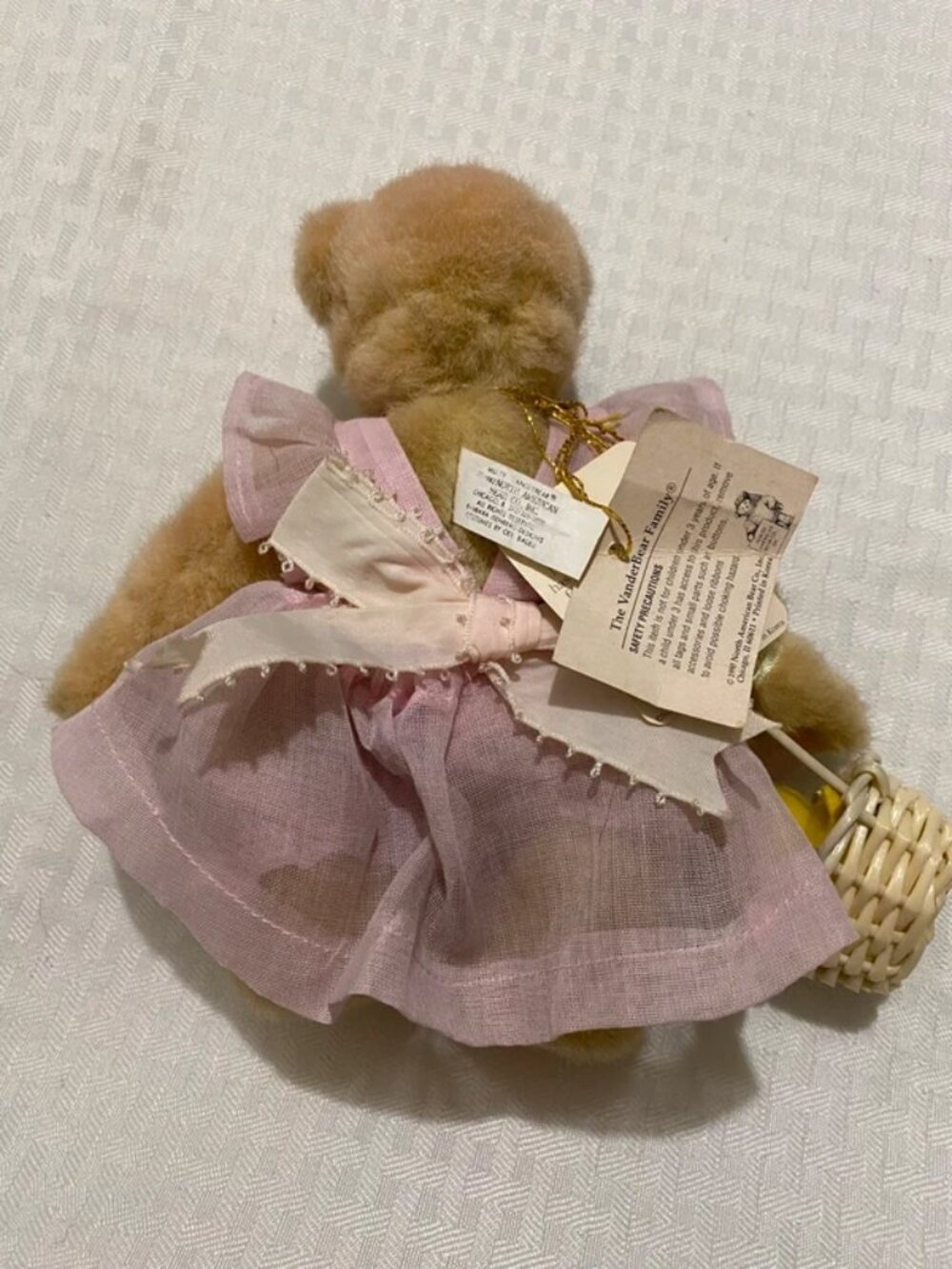 Vintage Muffy VanderBear Easter Fantasy Bear Pink Dress Basket Tags